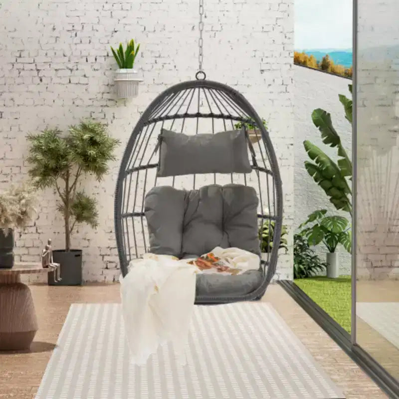 Fauteuil suspendu œuf en rotin pour jardin extérieur, chaise suspendue pour chambre, salon, balcon