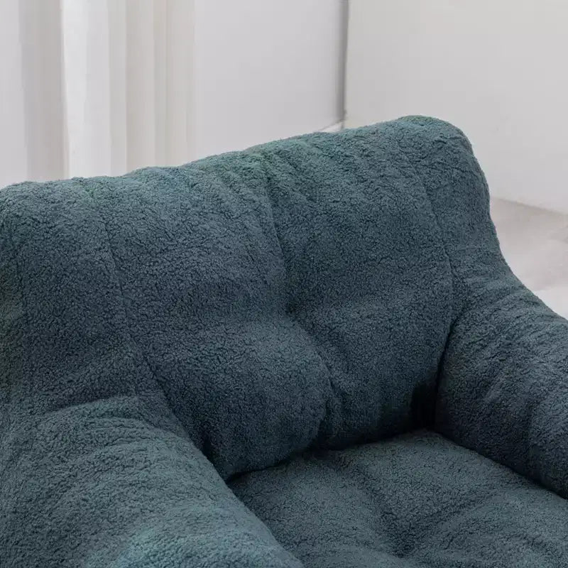 Pouf Poire en Tissu Peluche Touffeté en Mousse et Tissu Peluche Blanc Ivoire