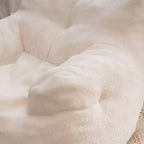 Pouf Poire en Tissu Peluche Touffeté en Mousse et Tissu Peluche Blanc Ivoire