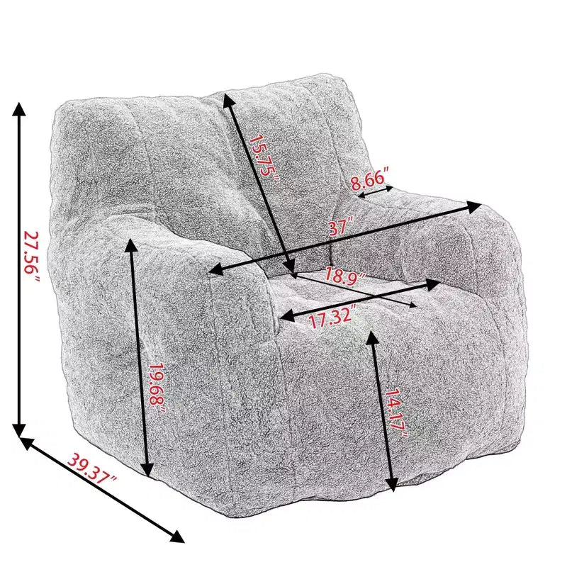 Pouf Poire en Tissu Peluche Touffeté en Mousse et Tissu Peluche Blanc Ivoire