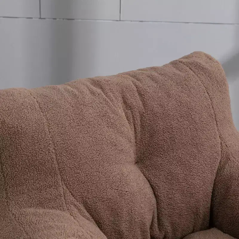 Pouf Poire en Tissu Peluche Touffeté en Mousse et Tissu Peluche Blanc Ivoire