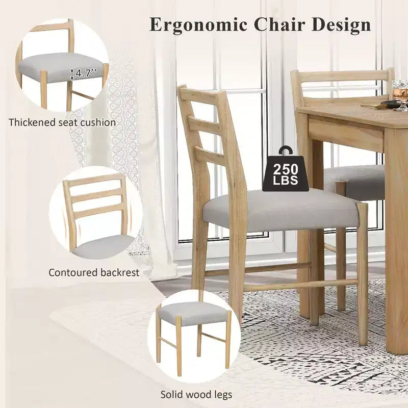 Ensemble de salle à manger 7 pièces en bois Whisen, table extensible multifonctionnelle, 12 rallonges et 2 tiroirs, 6 chaises de salle à manger