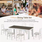 Ensemble de salle à manger 7 pièces en bois Whisen, table extensible multifonctionnelle, 12 rallonges et 2 tiroirs, 6 chaises de salle à manger