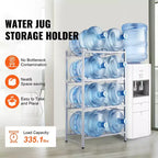 Porte-bouteilles d'eau VEVOR à 4 niveaux, support de bouteilles d'eau de 19 litres, étagère à double rangée pour 8 bouteilles, étagère robuste pour bidons d'eau