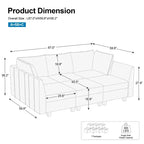 Canapé sectionnel modulaire en chenille Belffin avec rangement et méridienne en forme de L pour salon