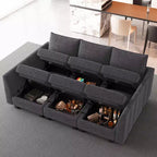 Canapé sectionnel modulaire en chenille Belffin avec rangement et méridienne en forme de L pour salon