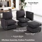 Canapé sectionnel modulaire en chenille Belffin avec rangement et méridienne en forme de L pour salon