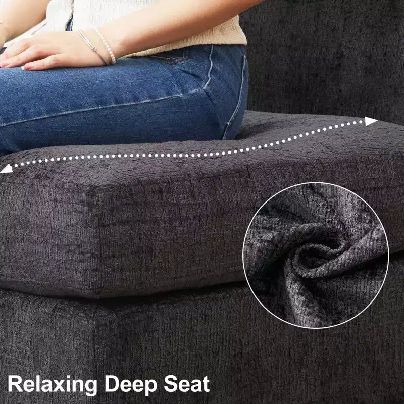 Canapé sectionnel modulaire en chenille Belffin avec rangement et méridienne en forme de L pour salon