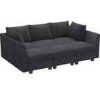 Canapé sectionnel modulaire en chenille Belffin avec rangement et méridienne en forme de L pour salon