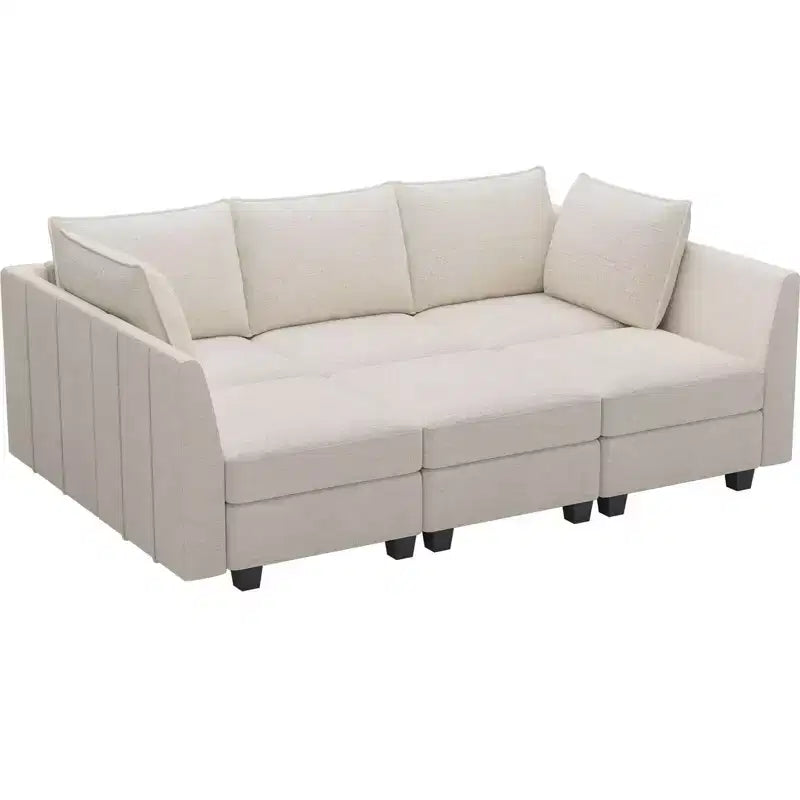 Canapé sectionnel modulaire en chenille Belffin avec rangement et méridienne en forme de L pour salon