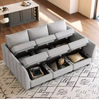 Canapé sectionnel modulaire en chenille Belffin avec rangement et méridienne en forme de L pour salon