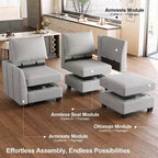 Canapé sectionnel modulaire en chenille Belffin avec rangement et méridienne en forme de L pour salon