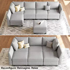 Canapé sectionnel modulaire en chenille Belffin avec rangement et méridienne en forme de L pour salon