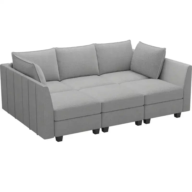 Canapé sectionnel modulaire en chenille Belffin avec rangement et méridienne en forme de L pour salon