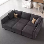 Canapé sectionnel modulaire en chenille Belffin avec rangement et méridienne en forme de L pour salon
