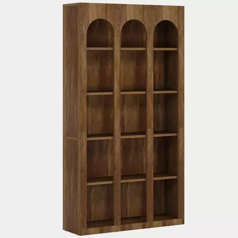 Tribesigns 5-Tier Farmhouse Arched Bookshelf, 70.87-Inch Mid Century Modern Bookcase with Open Shelves for Home Office