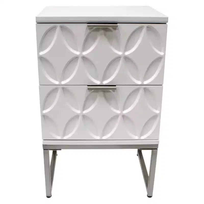 eHemco End Table Side Table with 2 Drawers and Metal Legs, White