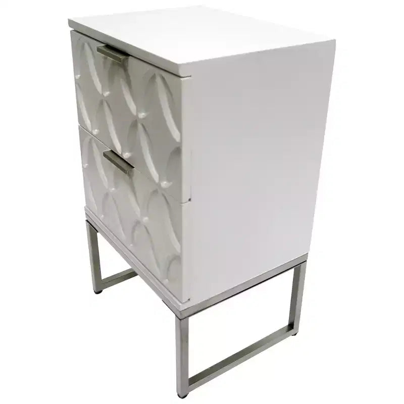 Table d'appoint eHemco avec 2 tiroirs et pieds en métal, blanc
