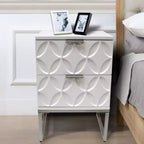 Table d'appoint eHemco avec 2 tiroirs et pieds en métal, blanc