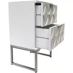 Table d'appoint eHemco avec 2 tiroirs et pieds en métal, blanc