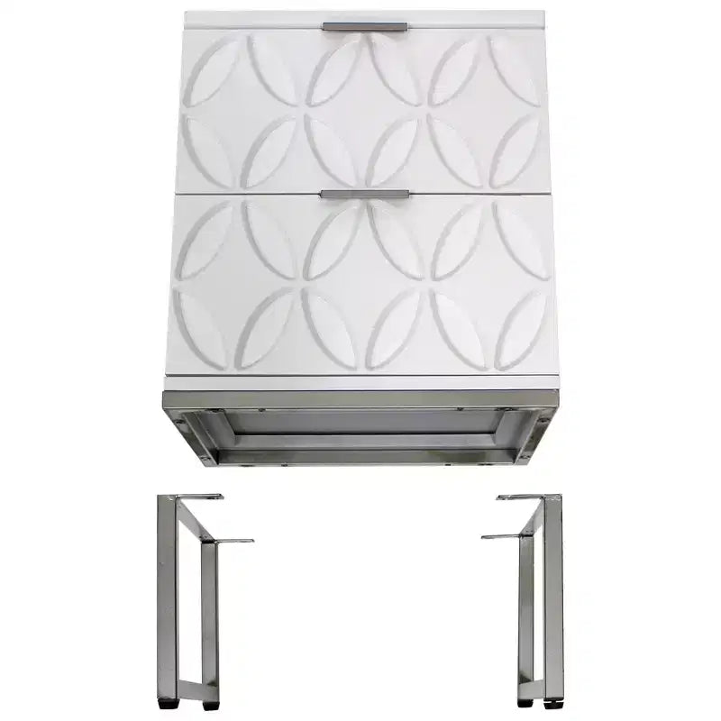 Table d'appoint eHemco avec 2 tiroirs et pieds en métal, blanc