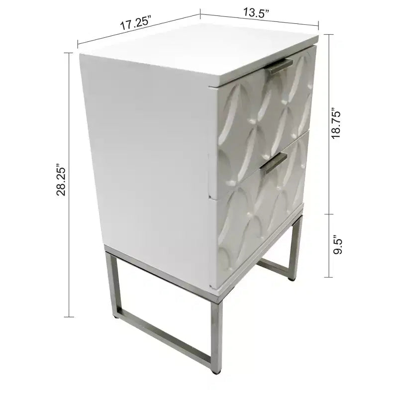 Table d'appoint eHemco avec 2 tiroirs et pieds en métal, blanc