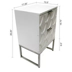 Table d'appoint eHemco avec 2 tiroirs et pieds en métal, blanc