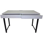 eHemco Office Desk with 2 Drawers in Light Gray Top and Metal Frame Base in Black