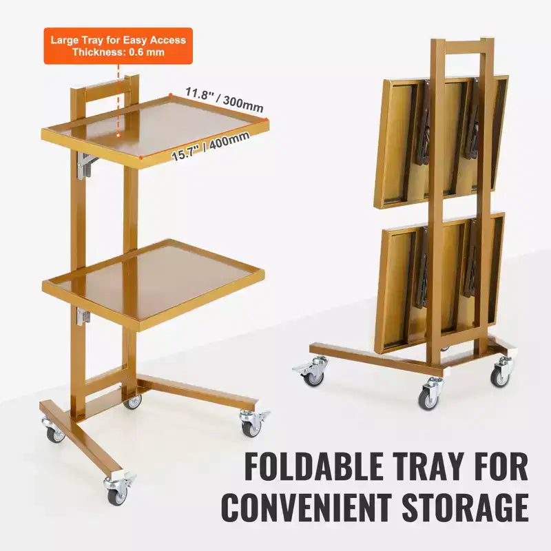 VEVOR 2 Tiers Stainless Steel Lab Carts, Lab Utility Cart with 2 Trays, Mobile Medical Cart with 4 Silent Wheels, Lab Rolling Cart