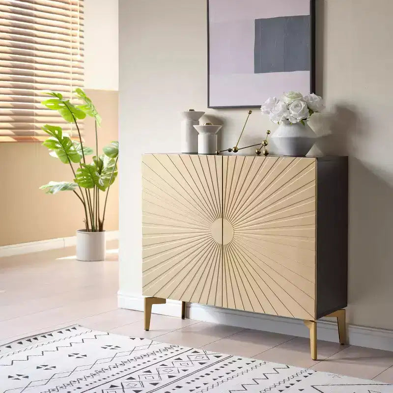 Kings Brand Furniture Armoire de rangement à 2 portes – Buffet d'appoint avec rangement pour salon, couloir, cuisine, salle à manger ou entrée