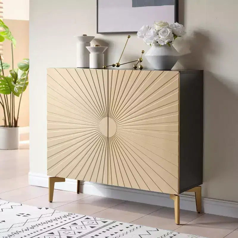 Kings Brand Furniture Armoire de rangement à 2 portes – Buffet d'appoint avec rangement pour salon, couloir, cuisine, salle à manger ou entrée