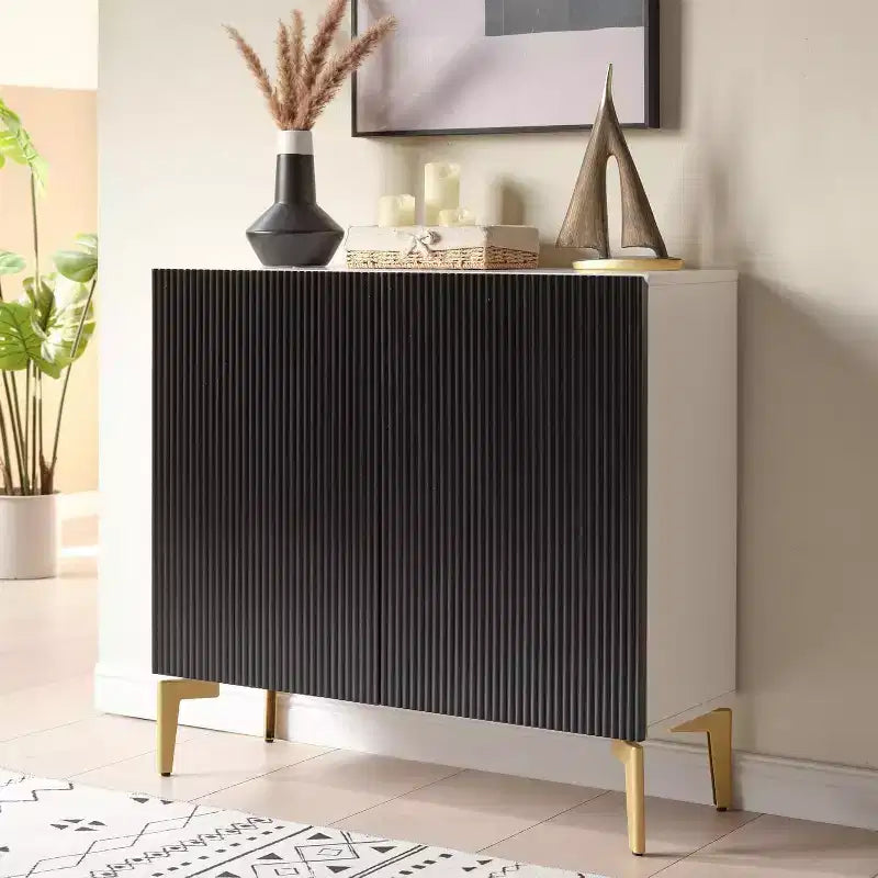 Kings Brand Furniture Armoire de rangement à 2 portes – Buffet d'appoint avec rangement pour salon, couloir, cuisine, salle à manger ou entrée