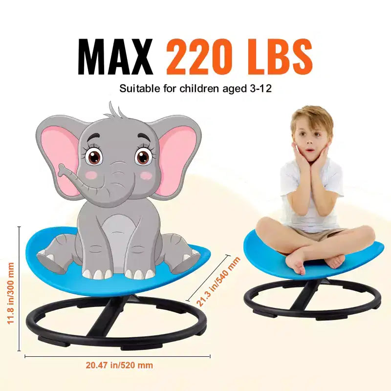 Chaise pivotante VEVOR pour enfants, capacité de 100 kg, chaise sensorielle rotative, chaise sensorielle pour enfants autistes avec base métallique antidérapante, bleue