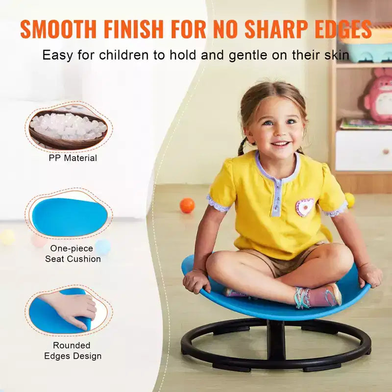 Chaise pivotante VEVOR pour enfants, capacité de 100 kg, chaise sensorielle rotative, chaise sensorielle pour enfants autistes avec base métallique antidérapante, bleue