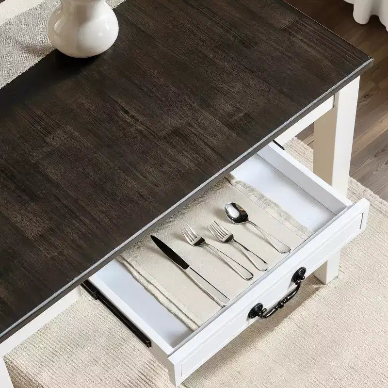 Table de salle à manger avec base en bois massif Subrtex