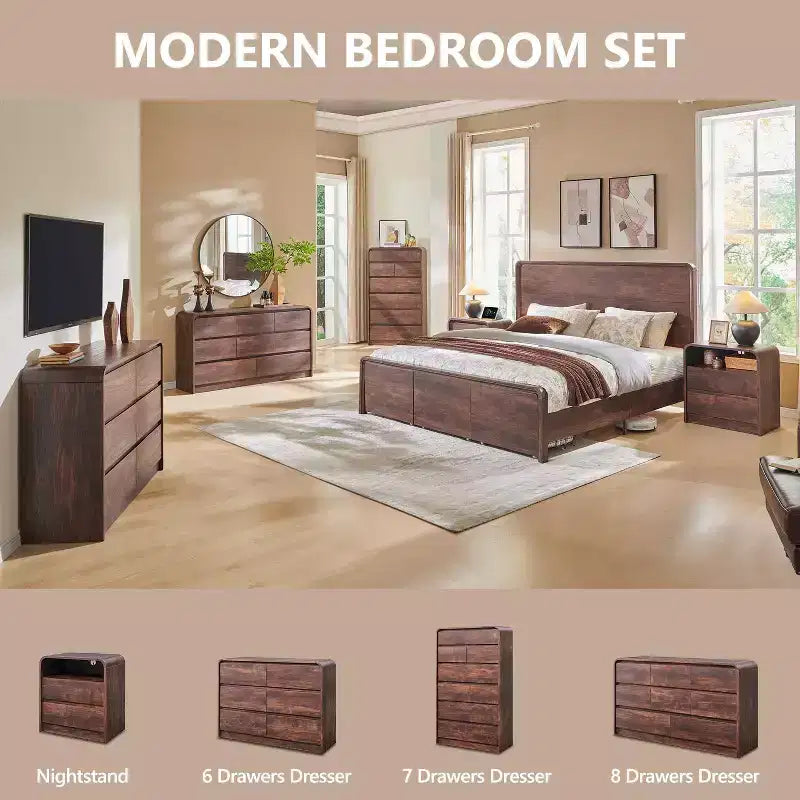 Commode 6 tiroirs SinCiDo pour chambre à coucher, commodes et chiffonniers modernes de 120 cm de large
