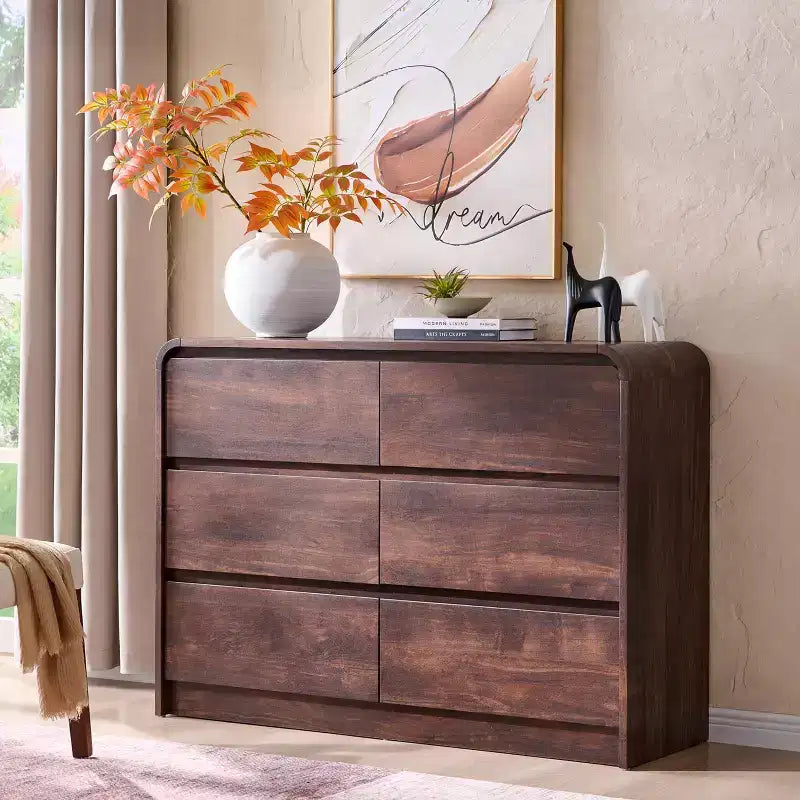 Commode 6 tiroirs SinCiDo pour chambre à coucher, commodes et chiffonniers modernes de 120 cm de large
