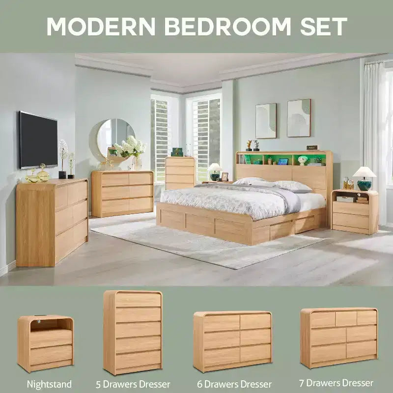 Commode 6 tiroirs SinCiDo pour chambre à coucher, commodes et chiffonniers modernes de 120 cm de large