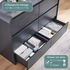 Commode 6 tiroirs SinCiDo pour chambre à coucher, commodes et chiffonniers modernes de 120 cm de large