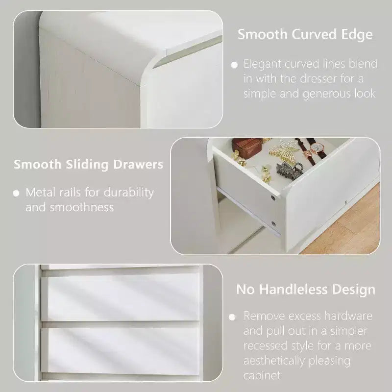 Commode 6 tiroirs SinCiDo pour chambre à coucher, commodes et chiffonniers modernes de 120 cm de large