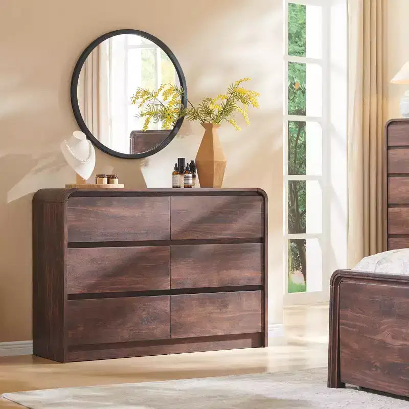Commode 6 tiroirs SinCiDo pour chambre à coucher, commodes et chiffonniers modernes de 120 cm de large