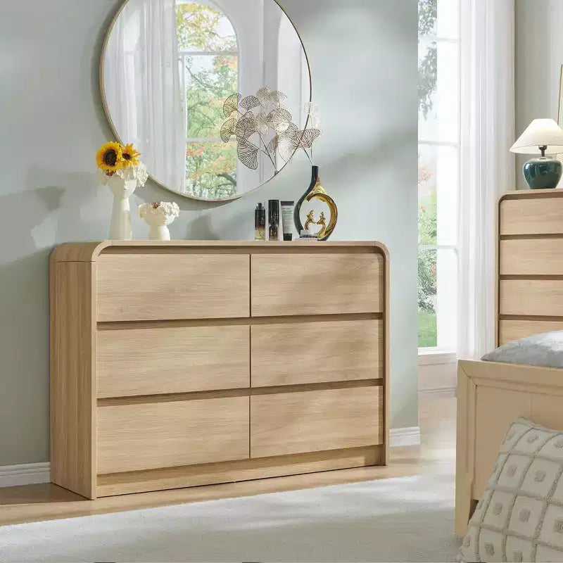 Commode 6 tiroirs SinCiDo pour chambre à coucher, commodes et chiffonniers modernes de 120 cm de large