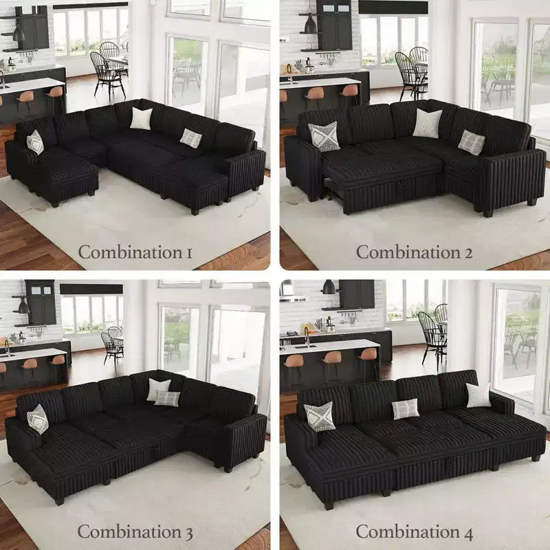 Module de causeuse Belffin en velours côtelé pour canapé modulaire pour salon, 2 places modulaire avec rangement