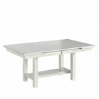 Ensemble de salle à manger extensible 7 pièces rustique VECELO pour 6 personnes, table en bois d'hévéa et 6 chaises de salle à manger rembourrées sans accoudoirs, gris