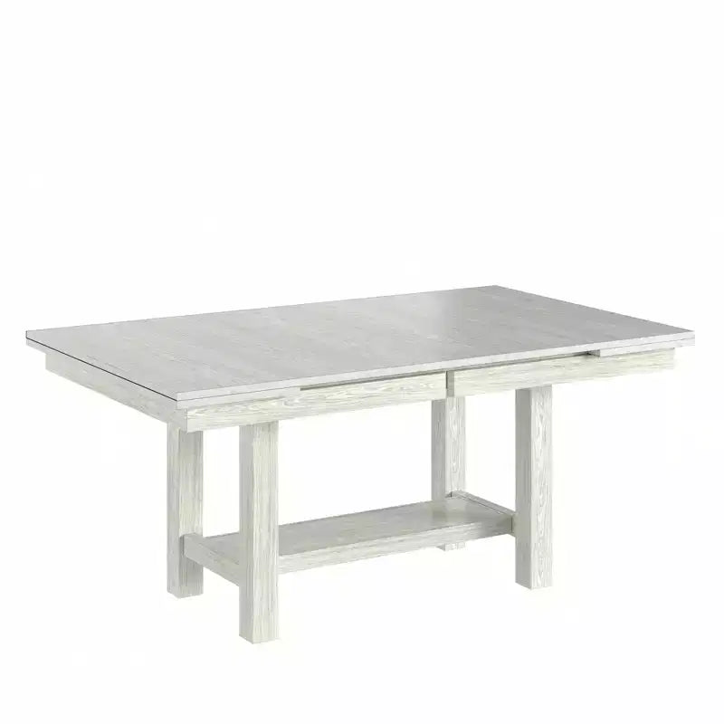 Ensemble de salle à manger extensible 7 pièces rustique VECELO pour 6 personnes, table en bois d'hévéa et 6 chaises de salle à manger rembourrées sans accoudoirs, gris