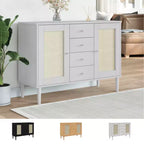 vidaXL SENJA Buffet bahut armoire de rangement aspect rotin bois de pin massif, avec 4 tiroirs