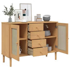 vidaXL SENJA Buffet bahut armoire de rangement aspect rotin bois de pin massif, avec 4 tiroirs