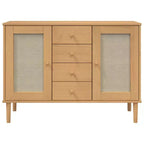 vidaXL SENJA Buffet bahut armoire de rangement aspect rotin bois de pin massif, avec 4 tiroirs