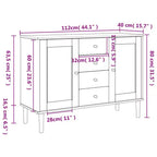 vidaXL SENJA Buffet bahut armoire de rangement aspect rotin bois de pin massif, avec 4 tiroirs