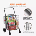 Chariot de Courses Pliable VEVOR, Chariot d'Épicerie Géant à Double Panier, Roues Pivotantes à 360°, Chariot Utilitaire Robuste, Capacité de 50 kg